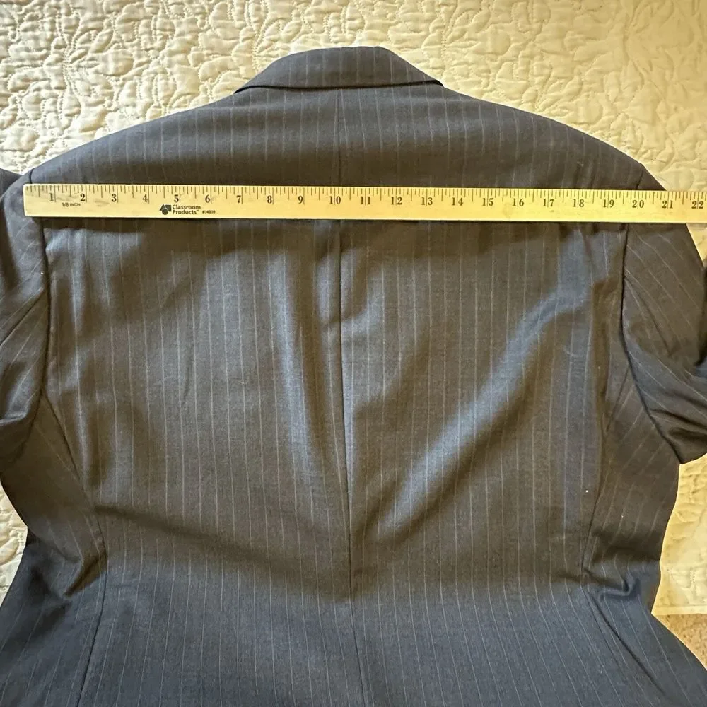 Lauren Ralph Lauren Blazer Jacket Sport Coat Mens‎ 44L Gray Wool Pin Stripe READ